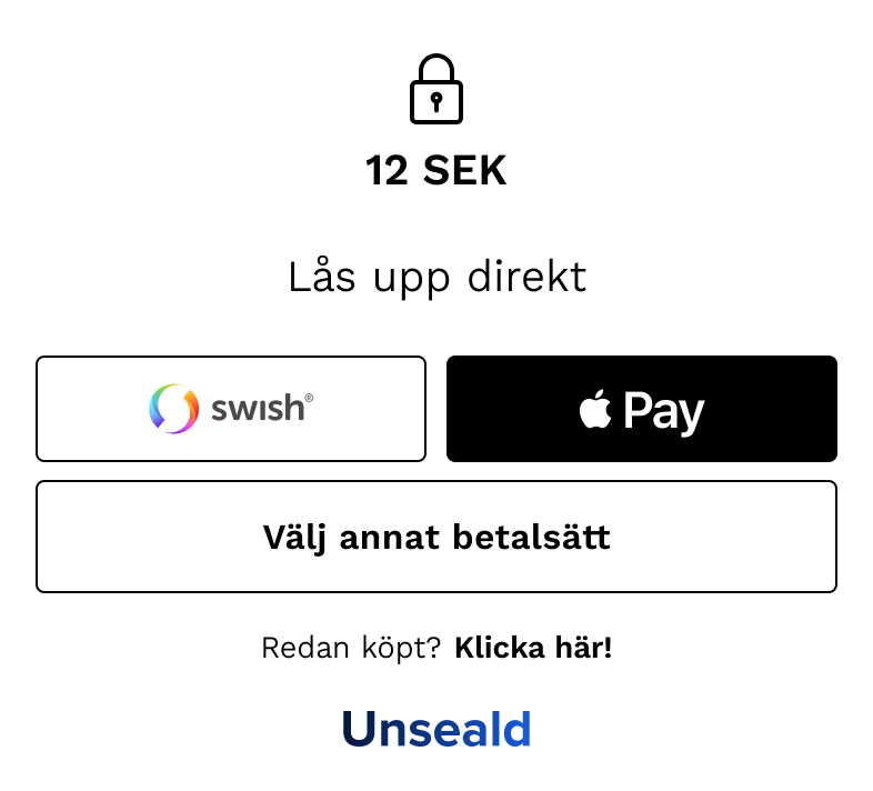 Unseald single purchase paywall. 